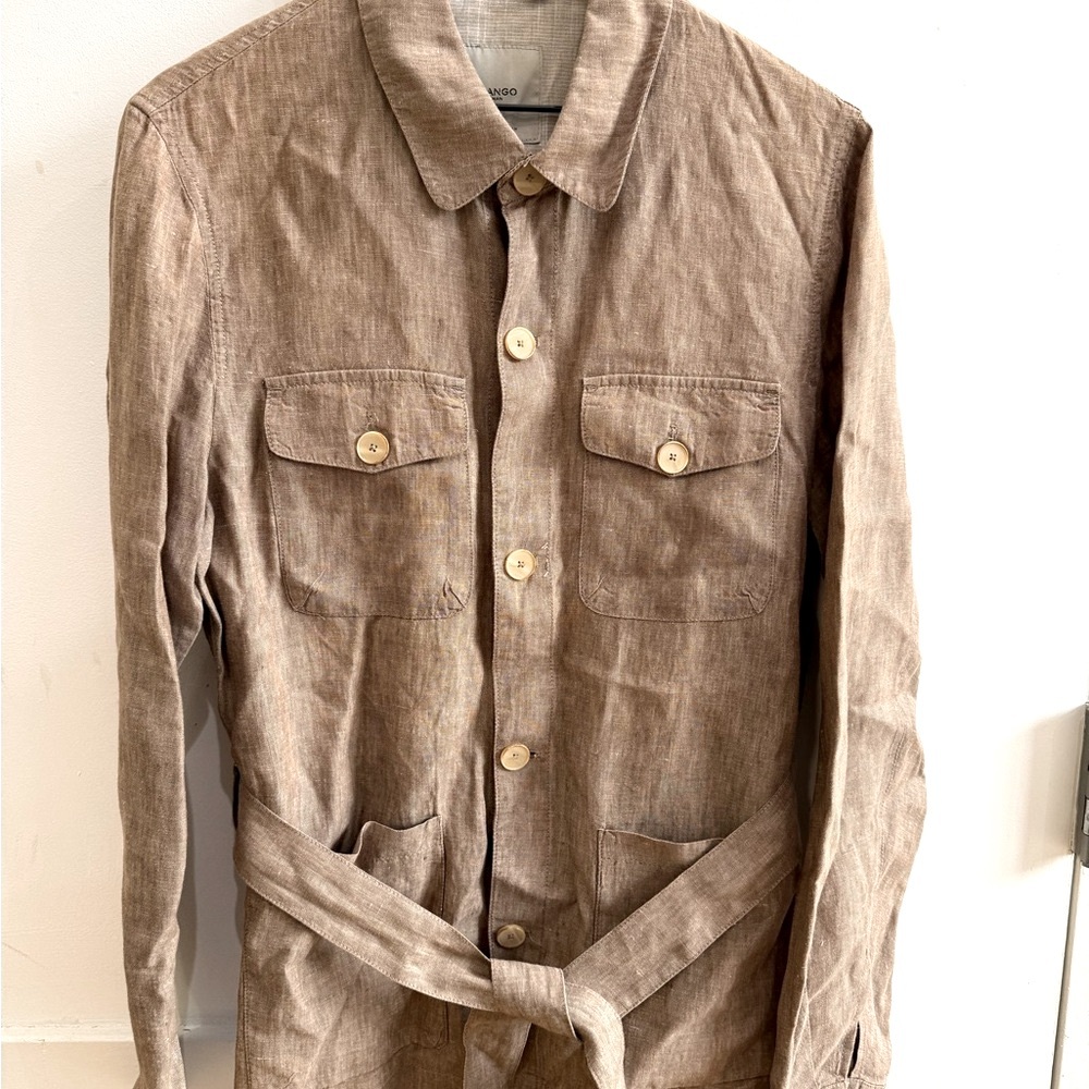 MANGO Men's Brown Jacket with Belt